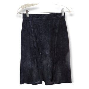 Tarazzia Internationale Womens‎ Straight Skirt 7/8 Black 100% Leather Back Slit